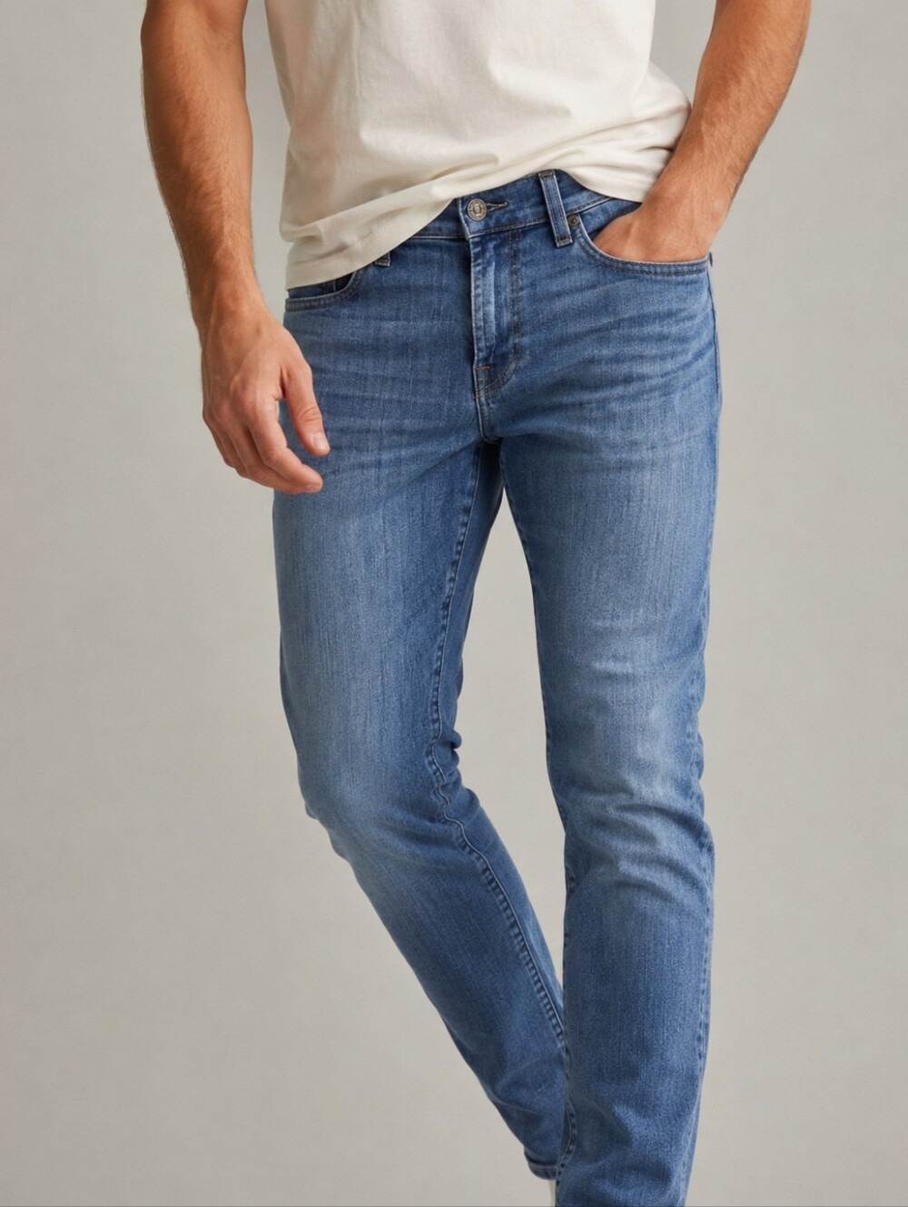 7 For All Mankind Paxtyn Skinny Jeans Medium Wash Stretch Tapered Mens Size 33